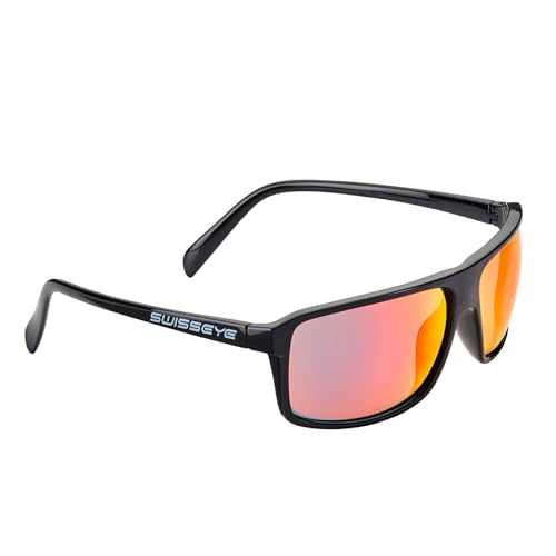 SWISSEYE Kanjo Flex 2 Sportbrille (100% UVA-, UVB- und UVC-Schutz, nachhaltiges & verformbares Fassungsmaterial aus Polyamid mit Memory-Effekt, inkl. Mikrofaserbeutel), black shiny von SWISSEYE