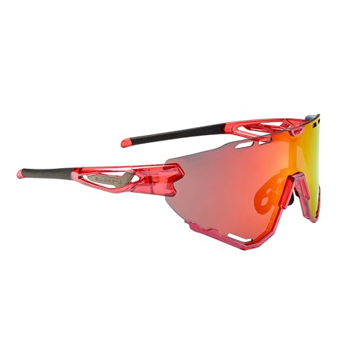 SWISSEYE Mantra Sportbrille (100% UVA-, UVB- und UVC-Schutz, verstellbarer Nasenbereich & gummierte Bügelenden, splitterfreies Material TR90, inkl. Etui, inkl. Mikrofaserbeutel), shiny laser red von SWISSEYE