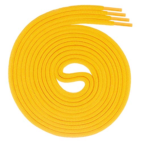 Swissly 1 Paar runde Schnürsenkel, Rundsenkel für Business- und Lederschuhe, reißfester Allroundsenkel, ø 3mm Farbe gelb Länge 80cm von Swissly
