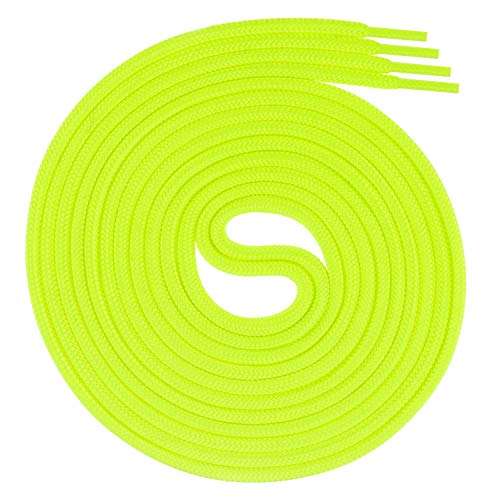 Swissly 1 Paar runde Schnürsenkel, Rundsenkel für Business- und Lederschuhe, reißfester Allroundsenkel, ø 3mm Farbe Neongelb Länge 100cm von Swissly