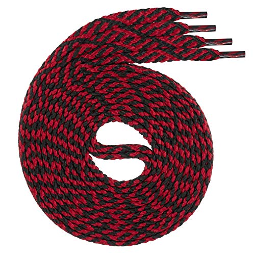 Swissly 1Paar Flache Schnürsenkel für Sneaker und Sportschuhe - sehr reißfest - ca. 7,0 mm breit aus 100% Polyester, Farbe: Black/Cherry Länge: 100cm von Swissly