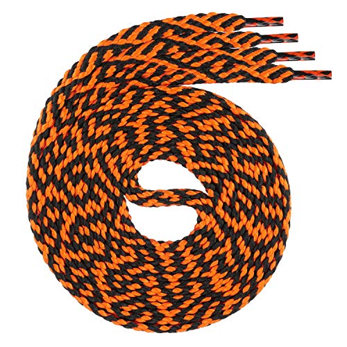 Swissly 1Paar Flache Schnürsenkel für Sneaker und Sportschuhe - sehr reißfest - ca. 7,0 mm breit aus 100% Polyester, Farbe: Black/orange Länge: 100cm von Swissly