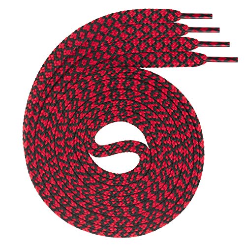 Swissly 1Paar Flache Schnürsenkel für Sneaker und Sportschuhe - sehr reißfest - ca. 7,0 mm breit aus 100% Polyester, Farbe: Black/red Länge: 150cm von Swissly