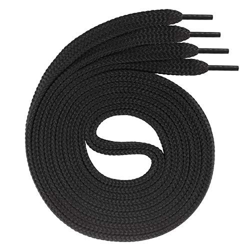 Swissly 1Paar Flache Schnürsenkel für Sneaker und Sportschuhe - sehr reißfest - ca. 7,0 mm breit aus 100% Polyester, Farbe: Black Länge: 100cm von Swissly