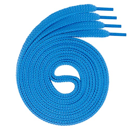 Swissly 1Paar Flache Schnürsenkel für Sneaker und Sportschuhe - sehr reißfest - ca. 7,0 mm breit aus 100% Polyester, Farbe: Blue Länge: 100cm von Swissly