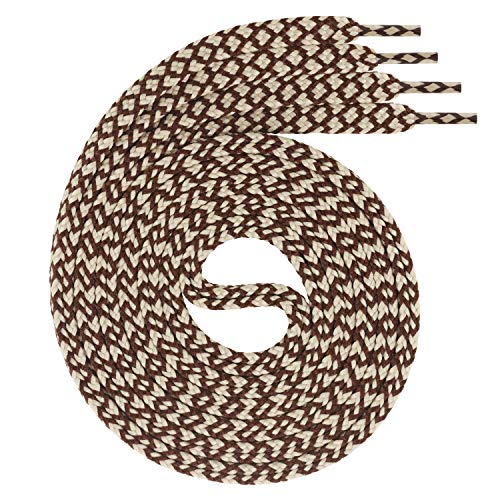 Swissly 1Paar Flache Schnürsenkel für Sneaker und Sportschuhe - sehr reißfest - ca. 7,0 mm breit aus 100% Polyester, Farbe: Brown/beige Länge: 150cm von Swissly