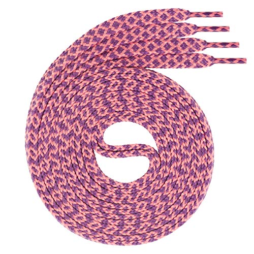 Swissly 1Paar Flache Schnürsenkel für Sneaker und Sportschuhe - sehr reißfest - ca. 7,0 mm breit aus 100% Polyester, Farbe: Peach/Purple Länge: 110cm von Swissly