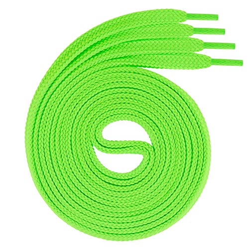 Swissly 1Paar Flache Schnürsenkel für Sneaker und Sportschuhe - sehr reißfest - ca. 7,0 mm breit aus 100% Polyester, Farbe: neon.Green Länge: 100cm von Swissly