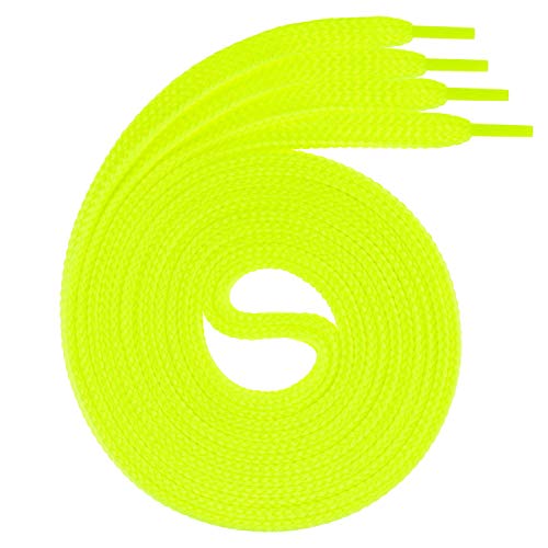 Swissly 1Paar Flache Schnürsenkel für Sneaker und Sportschuhe - sehr reißfest - ca. 7,0 mm breit aus 100% Polyester, Farbe: neon.Lemon Länge: 110cm von Swissly
