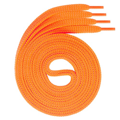 Swissly 1Paar Flache Schnürsenkel für Sneaker und Sportschuhe - sehr reißfest - ca. 7,0 mm breit aus 100% Polyester, Farbe: neon.orange Länge: 100cm von Swissly