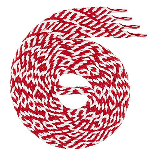 Swissly 1Paar Flache Schnürsenkel für Sneaker und Sportschuhe - sehr reißfest - ca. 7,0 mm breit aus 100% Polyester, Farbe: red/White Länge: 120cm von Swissly