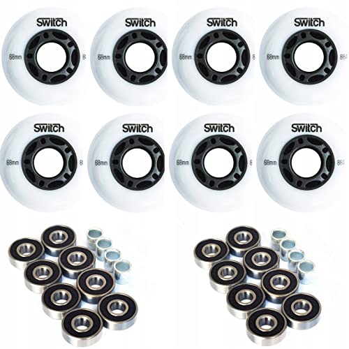 Switch Boards Roller Blade Räder 8er Pack 68mm 88A mit Lagern ABEC 9 Inline Skate Räder von Switch Boards