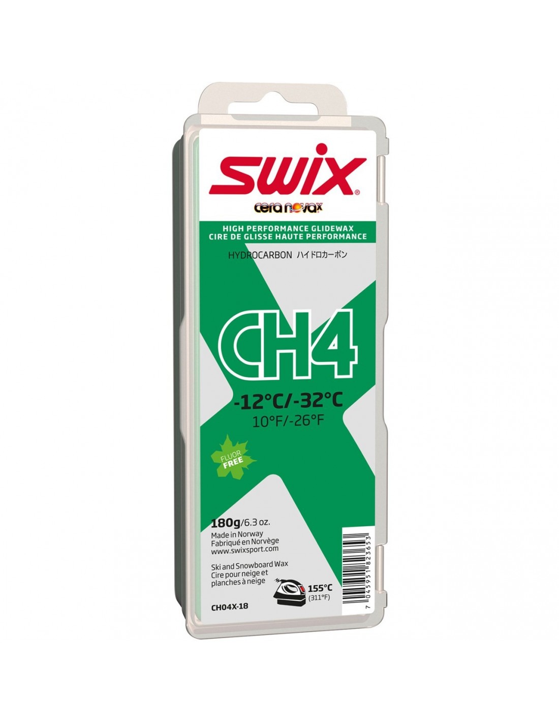 Swix CH04X-18 180g Wachsart - Blockwachs, Wachsfarbe - Grün, Wachsqualität - Grundwachs/Basiswachs, Einsatzbereich - Alpin, Wachs Swix - -12° bis -32°, von Swix