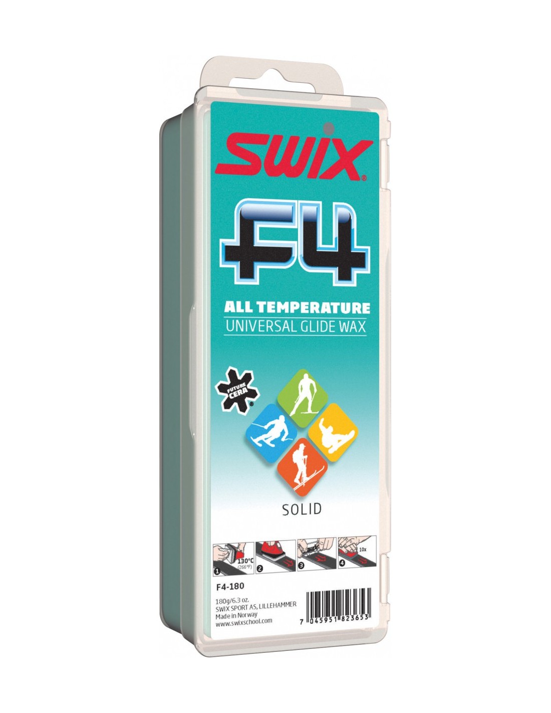 Swix F4-180 Glide Wax Solid, 180g Wachsart - Blockwachs, Einsatzbereich - Alpin, Wachsfarbe - Universal/Transparent, Wachsqualität - Fluorwachs, Wachs Swix - Universalwachs, von Swix