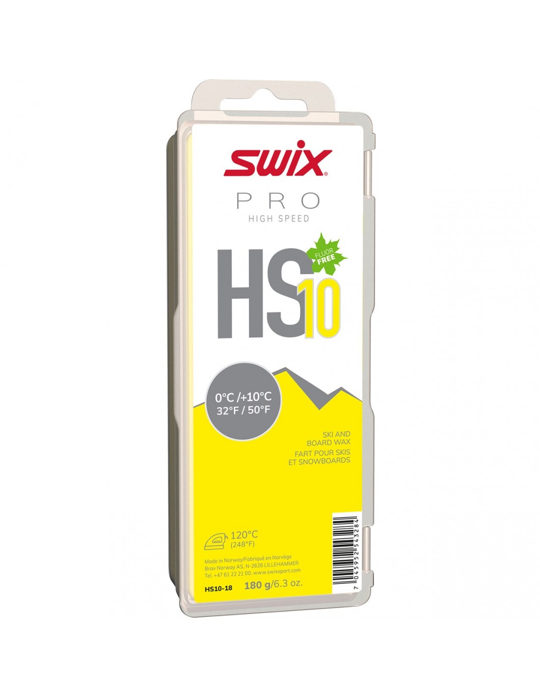 Swix HS10 Yellow, 0°C/+10°C, 180g Wachsart - Blockwachs, Wachsfarbe - Gelb, Einsatzbereich - Alpin, Wachs Swix - +10° bis 0°, von Swix