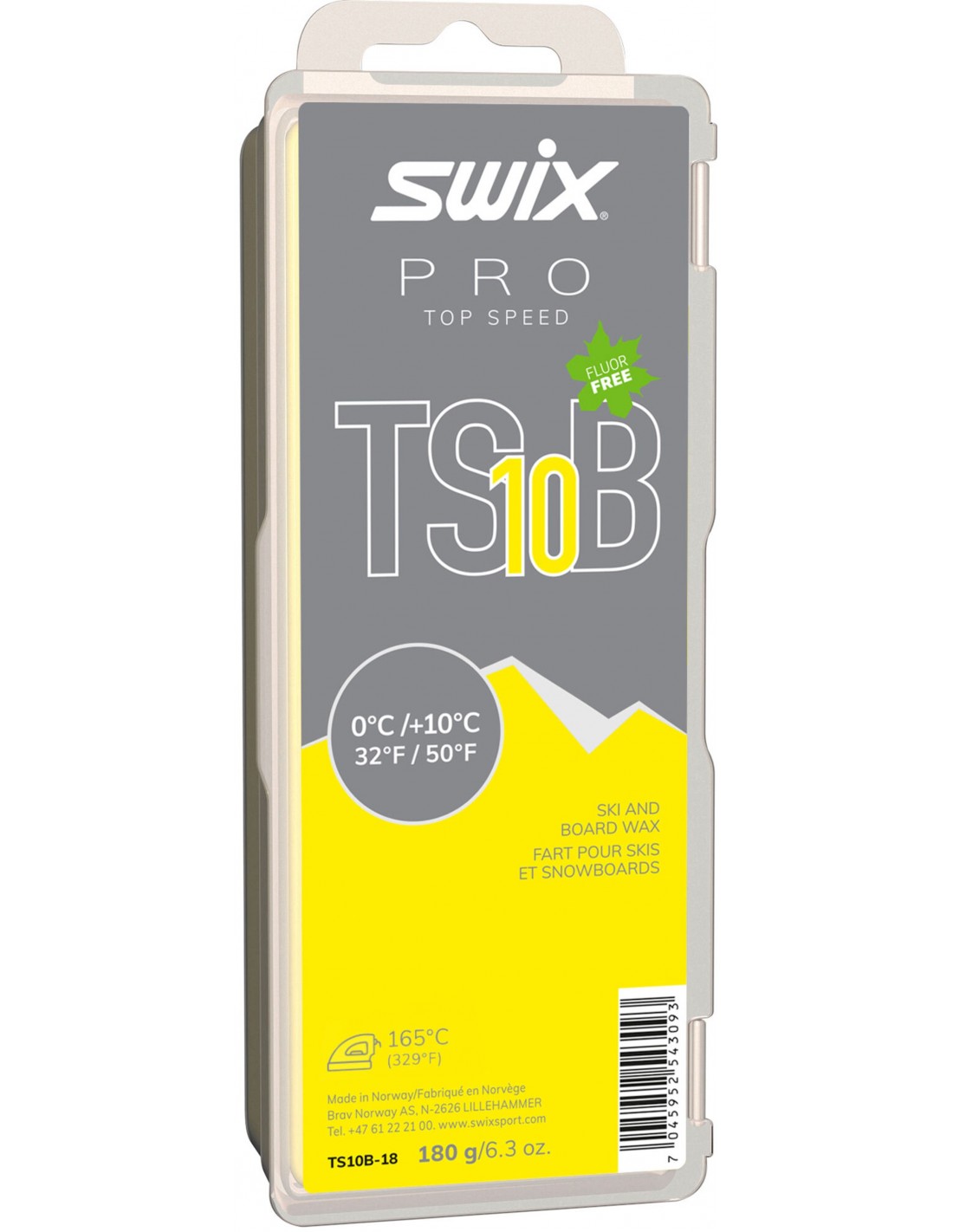 Swix TS10 Black, 0°C/+10°C, 180g Wachsart - Blockwachs, Wachsfarbe - Schwarz, Wachs Swix - +10° bis 0°, Wachsqualität - High Performance, von Swix