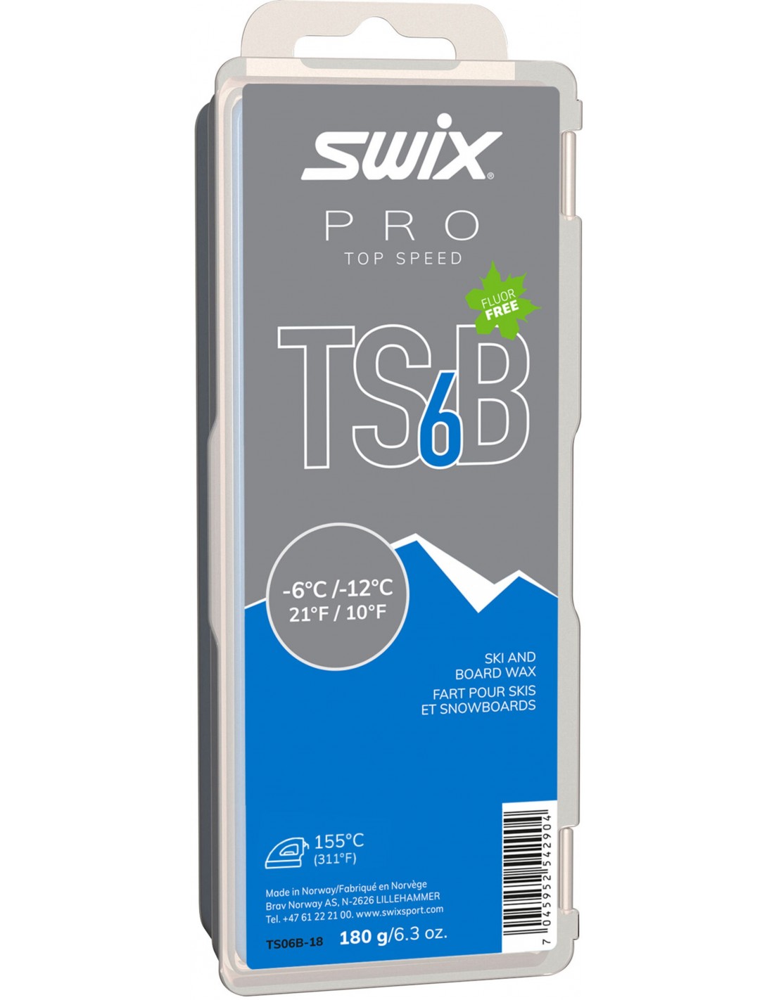 Swix TS6 Black, -6°C/-12°C, 180g Wachsart - Blockwachs, Wachsfarbe - Schwarz, Wachs Swix - -6° bis -12°, Wachsqualität - High Performance, von Swix