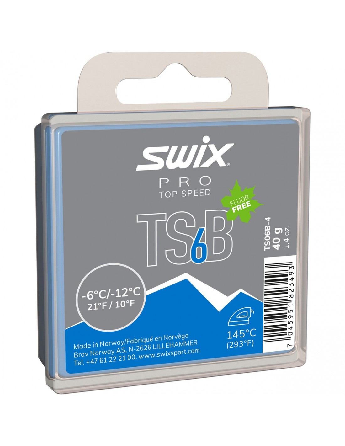 Swix TS6 Black, -6°C/-12°C, 40g Wachsart - Blockwachs, Wachsfarbe - Blau, Wachsqualität - Grundwachs/Basiswachs, Einsatzbereich - Alpin, Wachs Swix - -6° bis -12°, von Swix