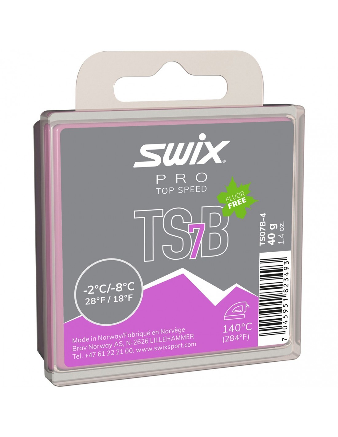 Swix TS7 Black, -2°C/-8°C, 40g Wachsart - Blockwachs, Wachsqualität - Grundwachs/Basiswachs, Einsatzbereich - Alpin, Wachsfarbe - Violett, Wachs Swix - -2° bis -8°, von Swix