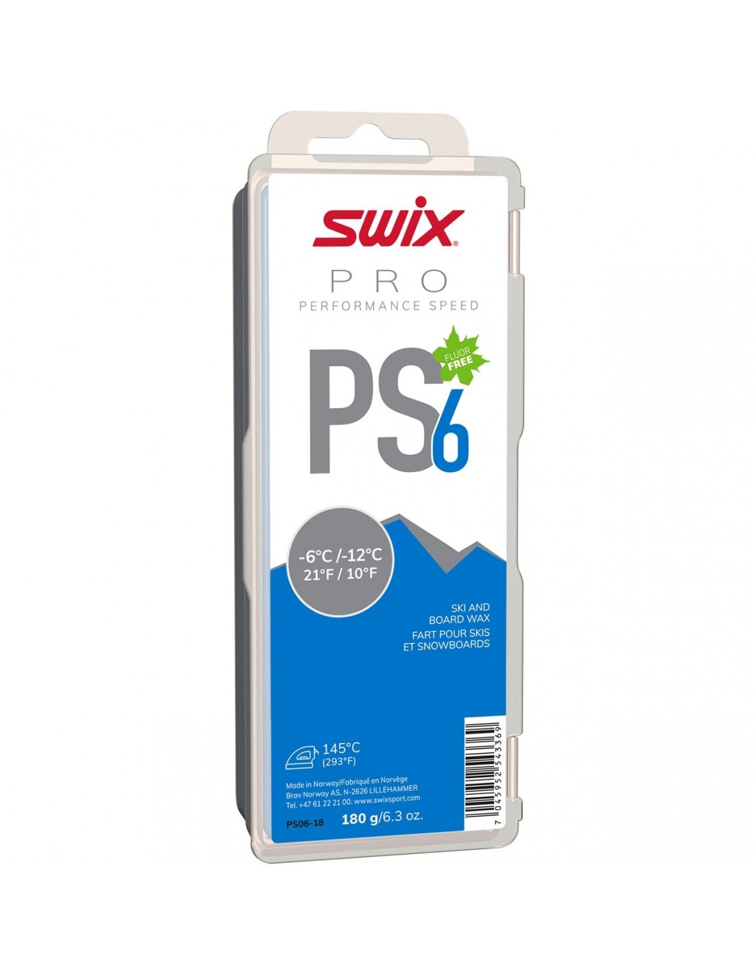 Swix Wachs - PS6 Performance Speed - Blau Wachsart - Blockwachs, Wachsfarbe - Blau, Wachsqualität - Grundwachs/Basiswachs, Einsatzbereich - Alpin, Wachs Swix - -6° bis -12°, von Swix