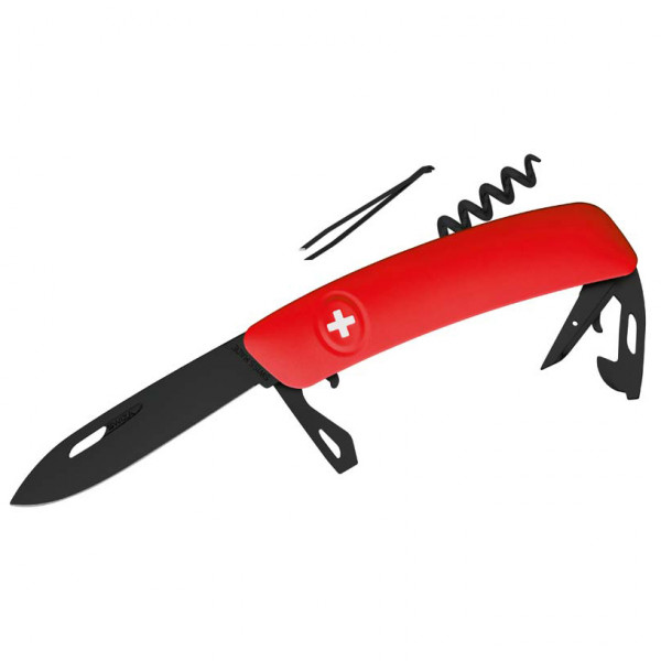Swiza - Schweizer Messer D03 All Black - Messer Gr 7,5 cm rot von Swiza