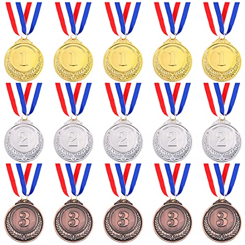 Swpeet Medaillen mit Band, Olympischer Stil, für Kinderveranstaltungen, Klassenzimmer, Bürospiele und Sport - 1. 2. 3. Platz (15 Stück) von Swpeet