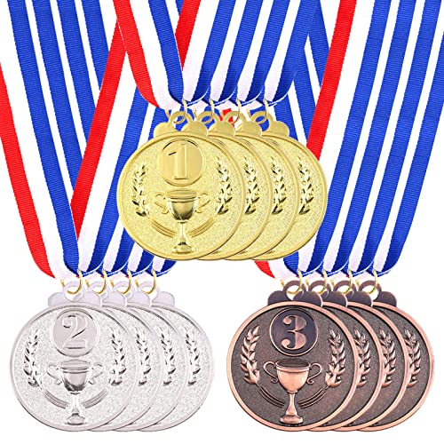 Swpeet Medaillen mit Band aus Metall, Gold, Silber, Bronze, Gewinner-Medaillen für Kinder, Kinderveranstaltungen, Klassenzimmer, Bürospiele und Sport – 1., 2., 3. Platz von Swpeet