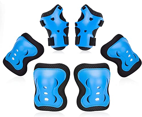 Kindersport Schutzausrüstung Set, 3-in-1-Knieschoner | Ellbogenschützer | Handgelenkschutz für 6-16 Jahre Kinder, Schonerset für Anfänger im Reiten Skating Rollerblading Inlineskating Roller (Blau) von Swygoo