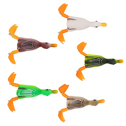 5 Stück Entenköder für Bassfischen, 3,5 Zoll 3D Gummiente mit Angelhaken, Simulieren von Entenform Angelgerät-Kits Angelgeschenke für Männer von Sxhlseller