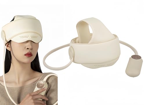 Sxhlseller Elektrisches Kopfmassagegerät - tragbares Kopfhautmassagegerät mit 3 Heizgeschwindigkeiten und 4 Massagezonen, multifunktionales Augenmassagegerät zum Kneten mit heißer Kompresse von Sxhlseller