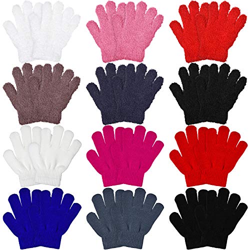 Syhood 12 Paar Kinder Handschuhe Stretch Vollfinger Handschuhe Winter Warm Gestrickte Unisex Kinderhandschuhe für Jungen und Mädchen von Syhood