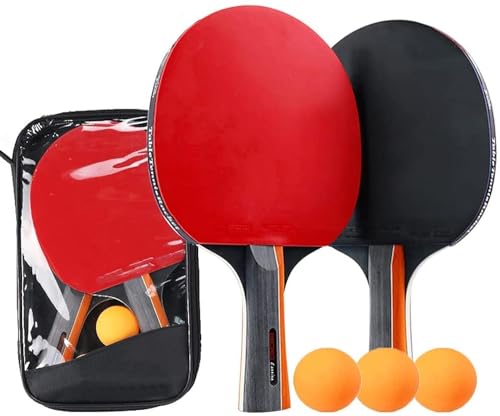 Symagalbst Professionel Tischtennis Set 2 Tischtennisschläger mit 3 Tischtennis Bälle und 1 Tasche, Table Tennis Set Ideal für Anfänger, Profis von Symagalbst