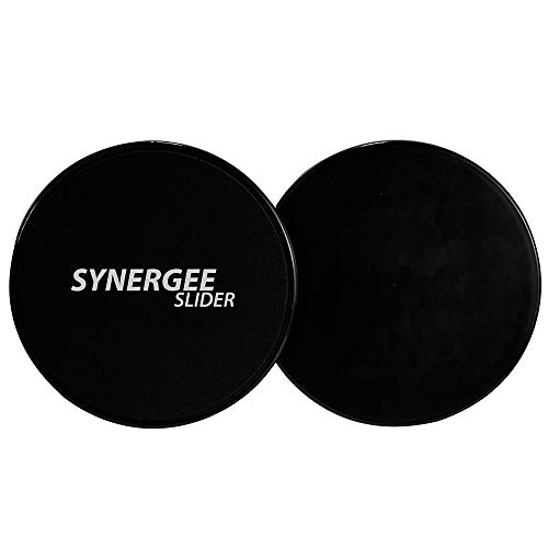 Synergee iheartsynergee tiefschwarze Gleitscheiben Core Sliders. Beidseitige Verwendung auf Teppich oder Hartholzböden. Gerät für Bauchtraining von Synergee