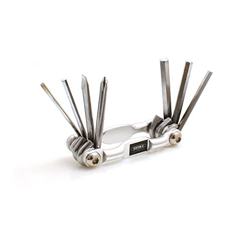 System-S 7 in 1 Multitool, Silber, Reparaturset Werkzeug Kit Sechskant-Schlüssel (2.5, 3, 4, 5 und 6mm) Kreuz-und Schlitzschraubenzieher-dreher von System-S