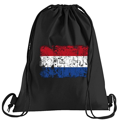 T-Shirt People Niederlande Holland Vintage Flagge Fahne Sportbeutel – bedruckter Beutel – eine schöne Sport-Tasche Beutel mit Kordeln von T-Shirt People