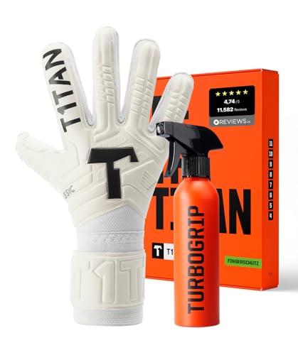 T1TAN Classic 1.0 White-Out (FP) + Turbogrip - Torwarthandschuhe und Handschuhreiniger - mit Fingerschutz - Fußballhandschuhe für Torhüter - Größe 10 von T1TAN