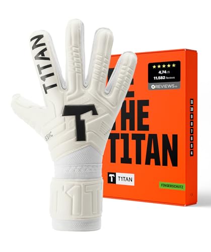 T1TAN Classic 1.0 White-Out (FP) - Torwarthandschuhe - mit Fingerschutz - Fußballhandschuhe für Torhüter - Größe 5 von T1TAN