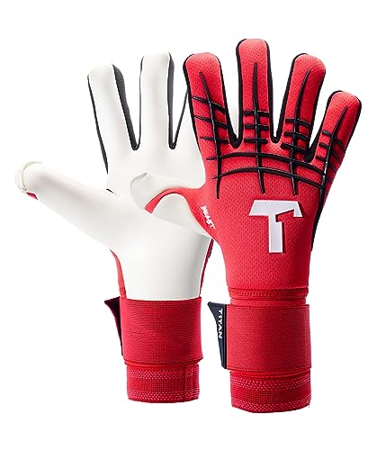 T1TAN Red Beast 3.0 - Torwarthandschuhe mit Fingerschutz - Fußballhandschuhe für Jugendliche & Erwachsene, Unisex - Negative Cut und 4mm Gecko Grip - Gr. 11 von T1TAN