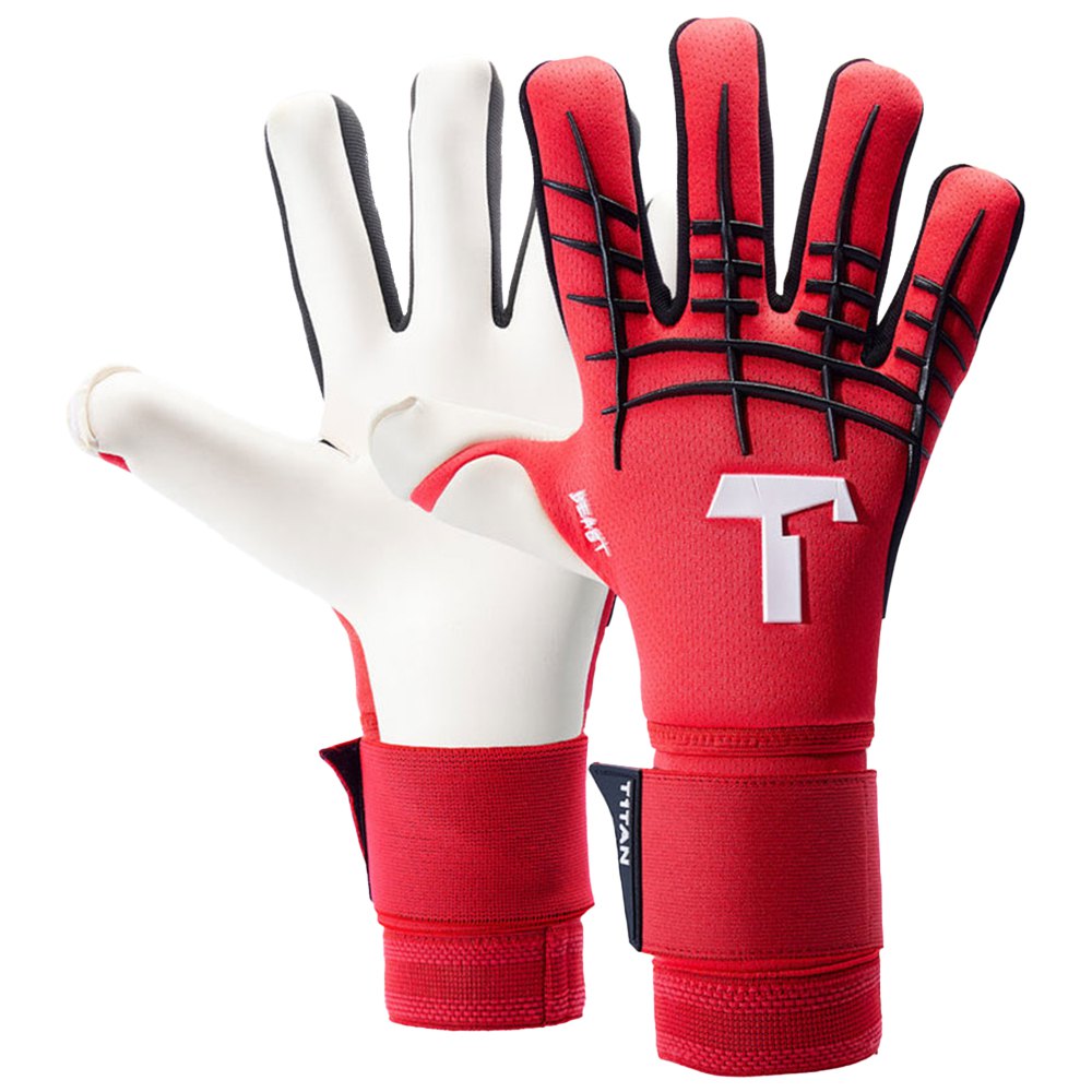 T1tan Red Beast 3.0 Adult Goalkeeper Gloves With Finger Protection Rot 10 von T1tan