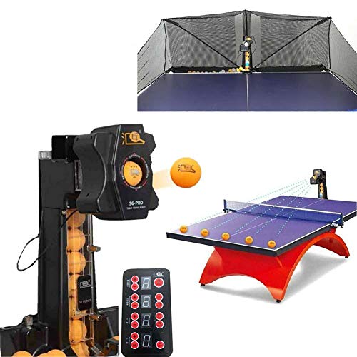 TABODD 50W Automatische Tischtennis Ballmaschine, S6-Pro Tischtennis Trainingsroboter Ping Pong Roboter 9 Spineinstellungen Automatic Launcher mit 100 Stück Tischtennisbällen und Recycling-Netzen von TABODD