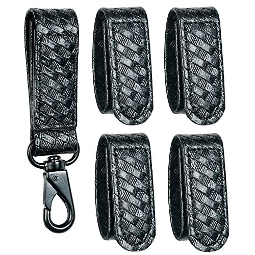 TAFTACFR Basketweave Duty Belt Keeper with Double Snaps(Set of 4) +1 Keeper with Strong Metal Key Clip(1 Pack) von TAFTACFR