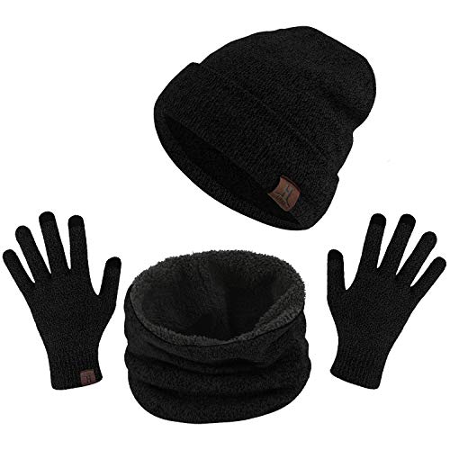 TAGVO Winter Beanie Hut, Schal, Touchscreen Handschuhe 3 in 1 Warmes Zubehör Kit von TAGVO
