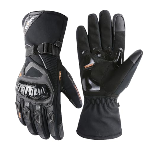 TAGVO Winter Motorrad Handschuhe, Warm Winddicht Wasserdicht, Vollständiger Fingerschutz Sensorbildschirm Motorradhandschuhe, REIT Handschuhe für Herren Damen von TAGVO