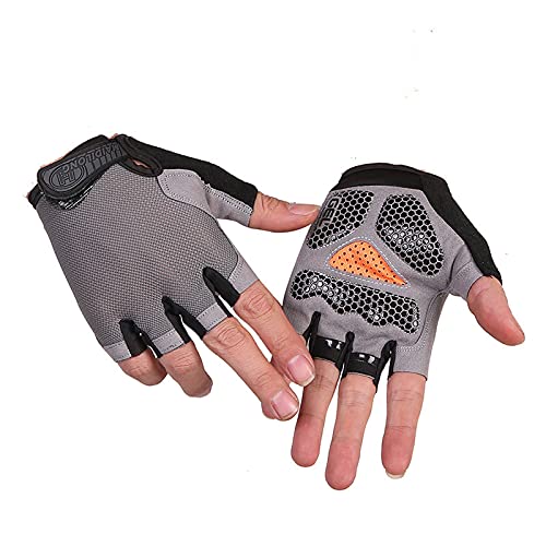 TAHUAON Unisex Halbfinger-Fitness-Handschuhe für Kanufahren, Windsurfen, Kiteboarden, Segeln, verstellbar, Grau M von TAHUAON