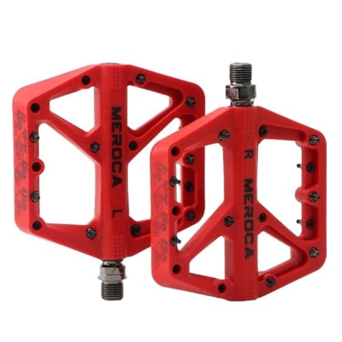 Pedale Fahrrad Slip MTB Pedal -Nylonfaser -Versiegelungspedal for versiegelte Lager for Rennrad mit Rennrad BMX Ultra-Licht-Fahrradteile Fahrradpedale (Color : Red) von TAIGUHUI