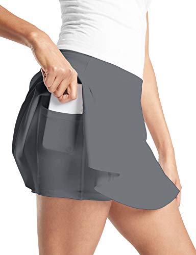 TAIPOVE Damen Tennisrock Golfrock Sport Rock Women Skirt mit Tasche Innenhose, Grau, 2XL von TAIPOVE