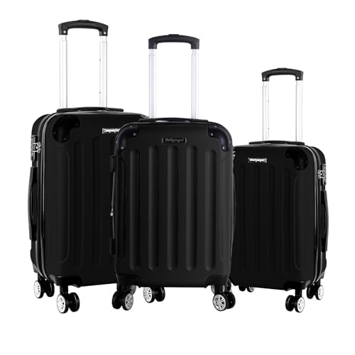 3er Kofferset - Robuste ABS- Hartschalenkoffer, TSA-Zahlenschloss, erweiterbare Kapazität - in M, L, XL - Eckenschutz, 360° drehbare, leise Doppelräder & Teleskopgriff, Handgepäcktauglich & stapelbar von TALK-POINT