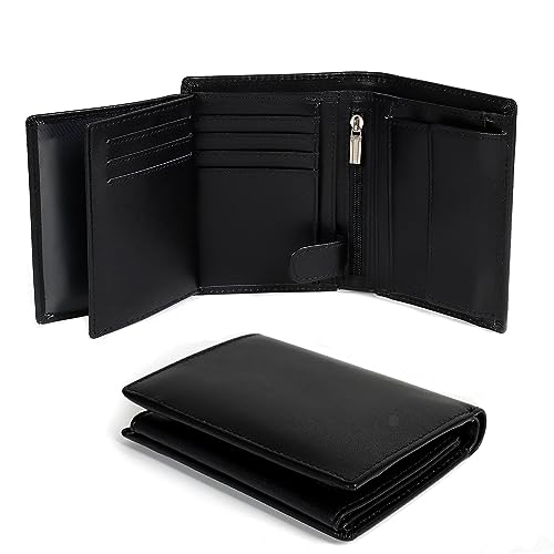 TAN.TOMI Geldbörse Herren, Vertikalschnitt Portmonee Herren,Portemonnaie mit Münzfach Fächer Geldbeutel und RFID Schutz, Slim Wallets for Men,Echtem Leder Geldbeutel für Männer Brieftasche,Schwarz. von TAN.TOMI