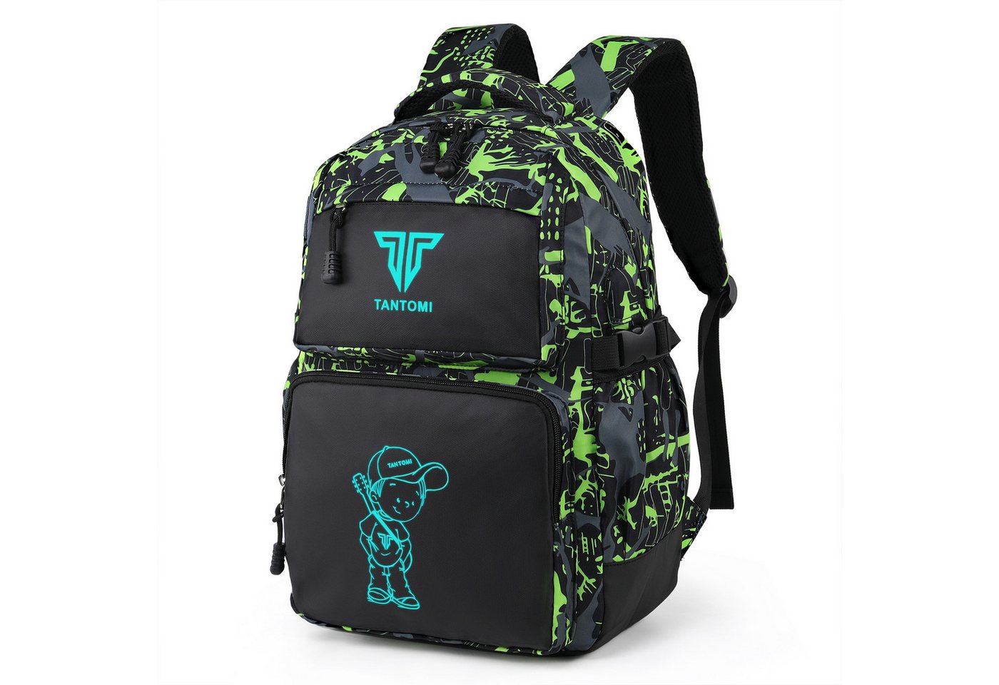 TAN.TOMI Schulrucksack Rucksack Jungen Schulrucksack Mädchen Teenager Jugendliche Daypacks, Kinder Reflektierender Schultasche Outdoor Camping Groß Schulranzen von TAN.TOMI