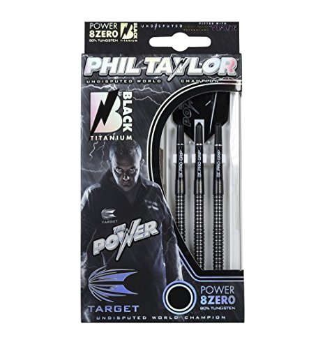 TARGET Power Phil Taylor 8ZERO Black Titanium Steel Tip Darts (21g) inkl. 1 Satz Empire®™ Flights von Target Darts